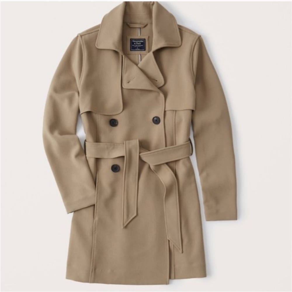 Abercrombie & Fitch Drapey Trench Coat with Belted Waist